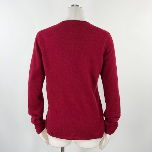 Fiona L Sweater Burgundy Red Cashmere Scoop Neck V - Picture 2 of 8